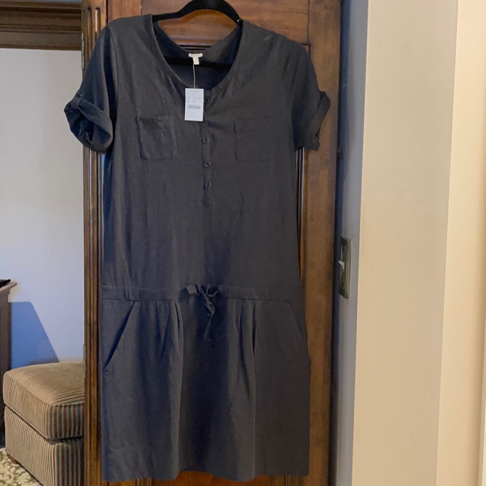 J Crew Black Cotton T Shirt Dress M  NWT